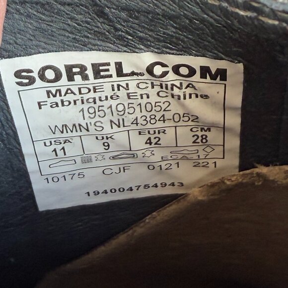 SOREL JOAN UPTOWN ZIP BOOTIE 11 Women's Wedge Boot Grey Waterproof Leather New - Picture 9 of 11